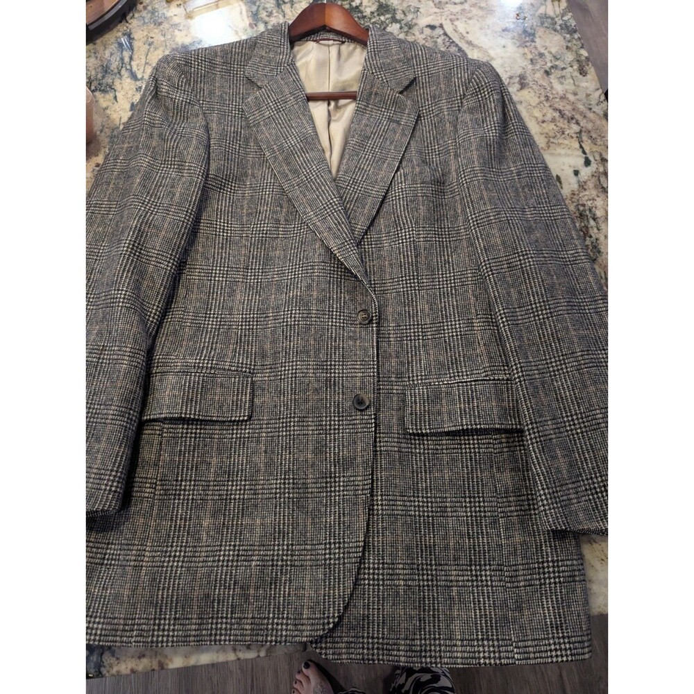 Jos A Bank Camel Hair Glen Plaid Sport Coat Blazer Jacket Brown Tan Men's 38r - Picture 5 of 8